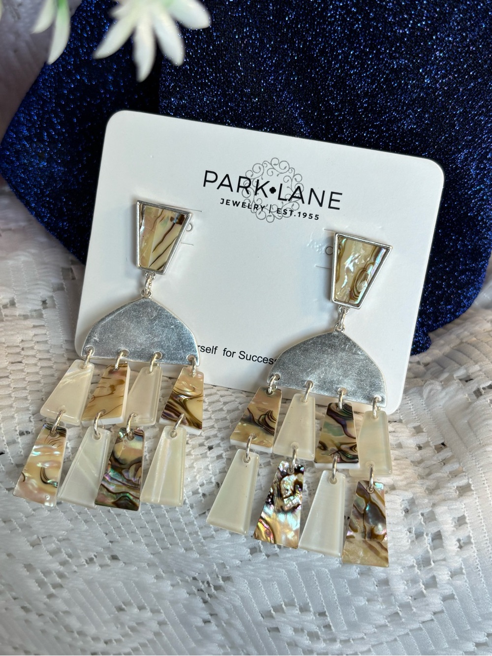 Park Lane Rio Abalone & Mother-of-Pearl Fringe Drop Earrings - Silver Tone - Picture 3 of 8